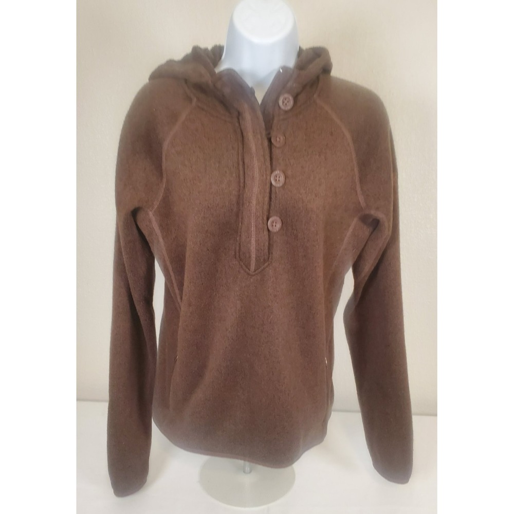 The North Face Women's M Brown 1/4 Zip Button Pullover Hoodie Sweatshirt